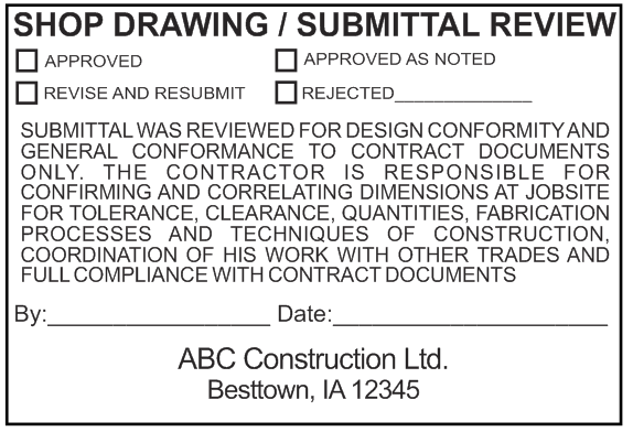 Shop Drawing Submittal Review Stamp Option 4